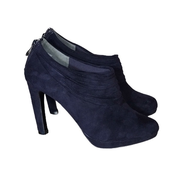 Coach & Four Platform Royal Purple Vegan Suede Ankle Bootie Ruch Back Zipper - Picture 1 of 14